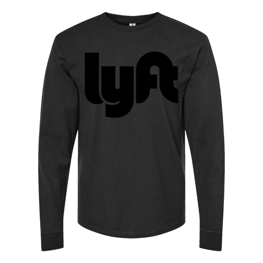 Men's Lyft black Long sleeves Cotton Blend T-Shirt - Black