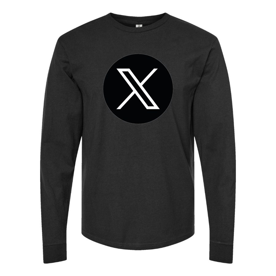 Men's Twitter X Logo Long sleeves Cotton Blend T-Shirt - Black