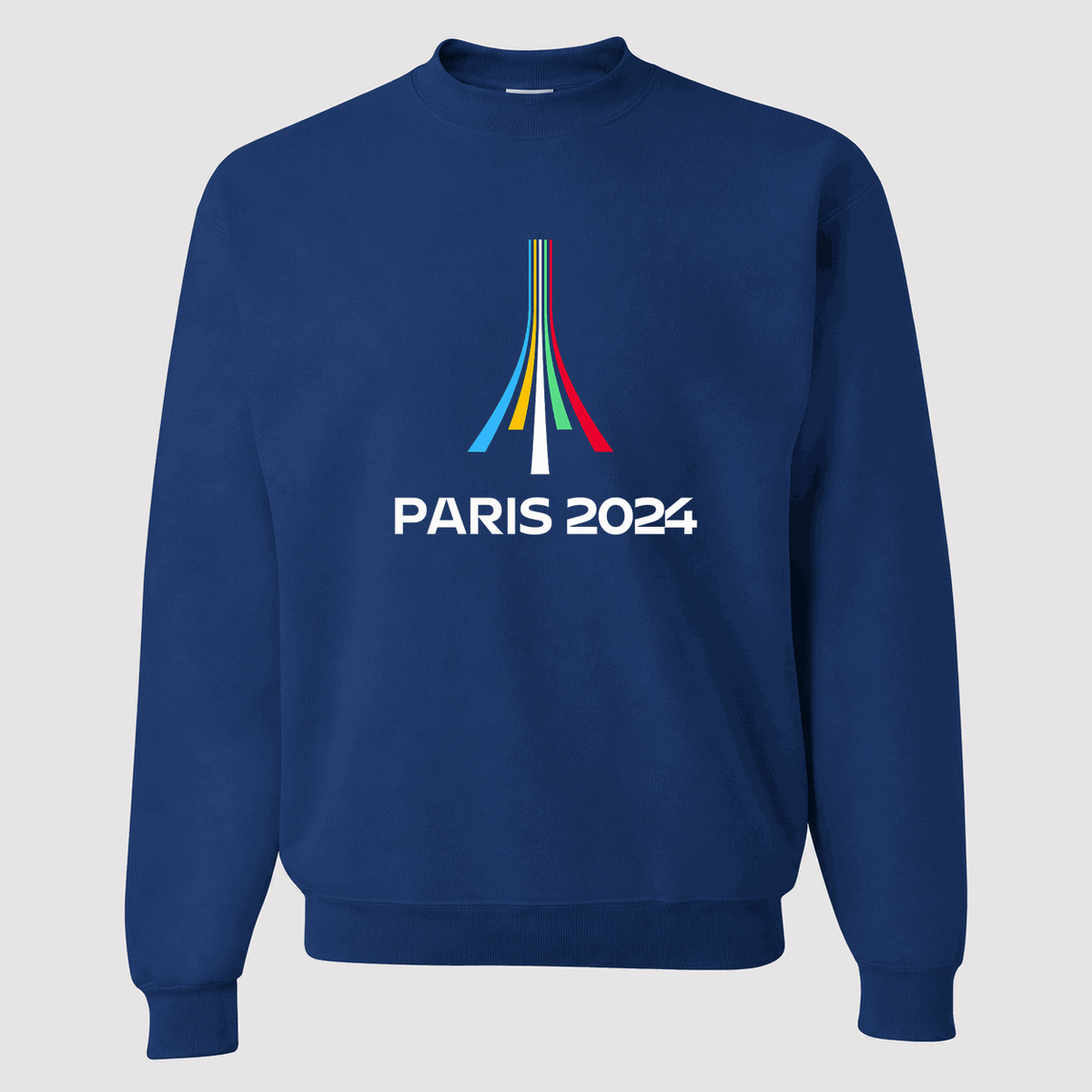 Men's Paris 2024 Olympics White Logo Crewneck Sweatshirt - Blue