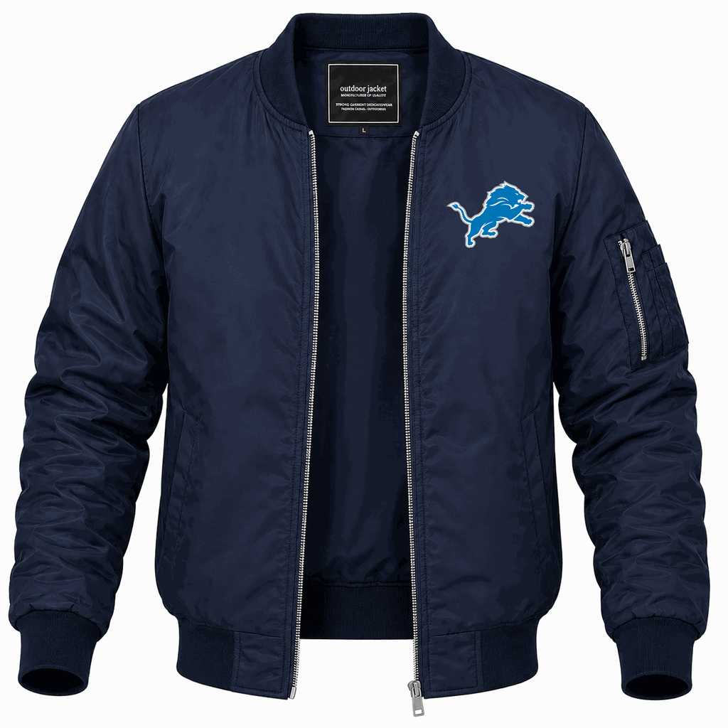 Men's Detroit Lions Lightweight Bomber Jacket - Navy
