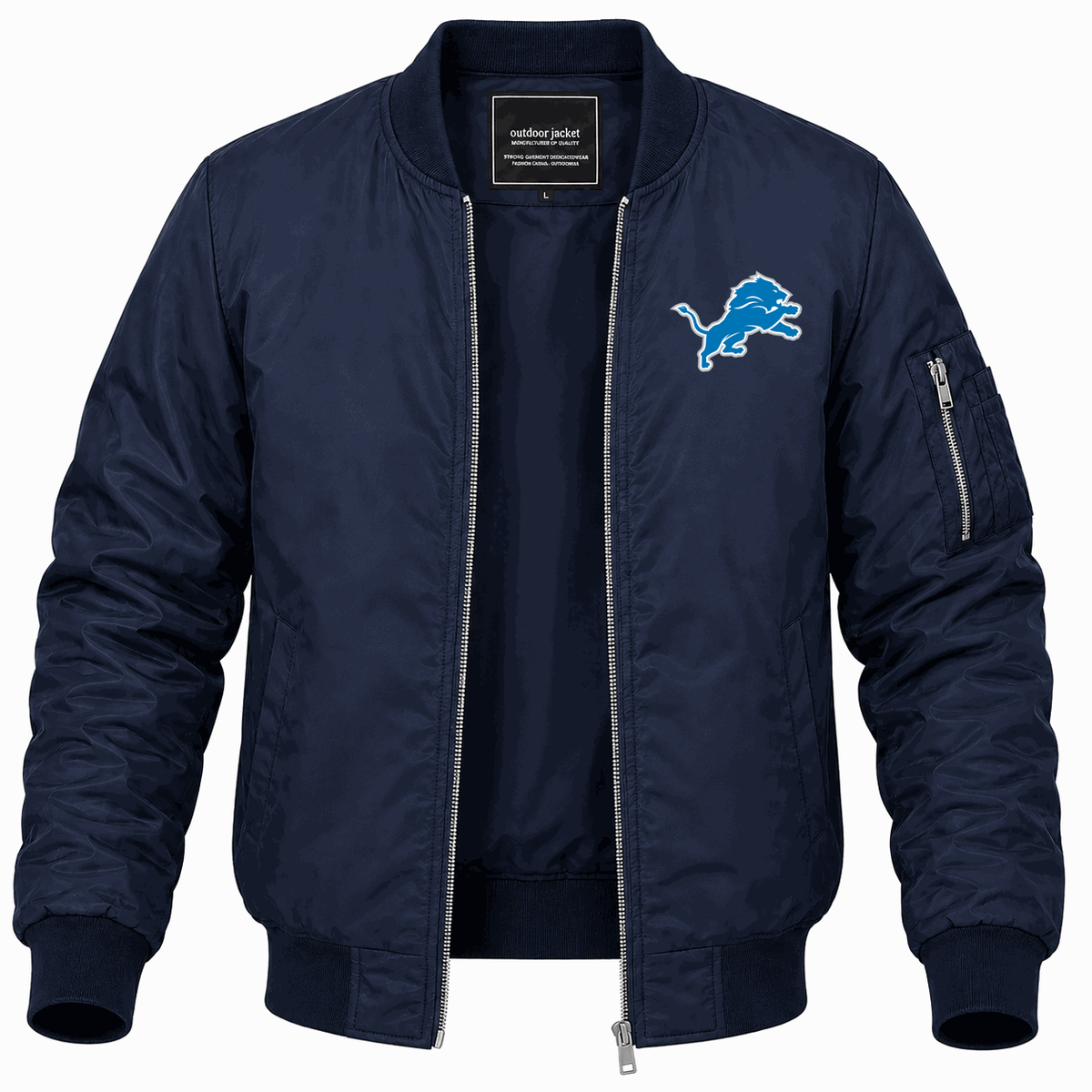 Men's Detroit Lions Lightweight Bomber Jacket - Navy