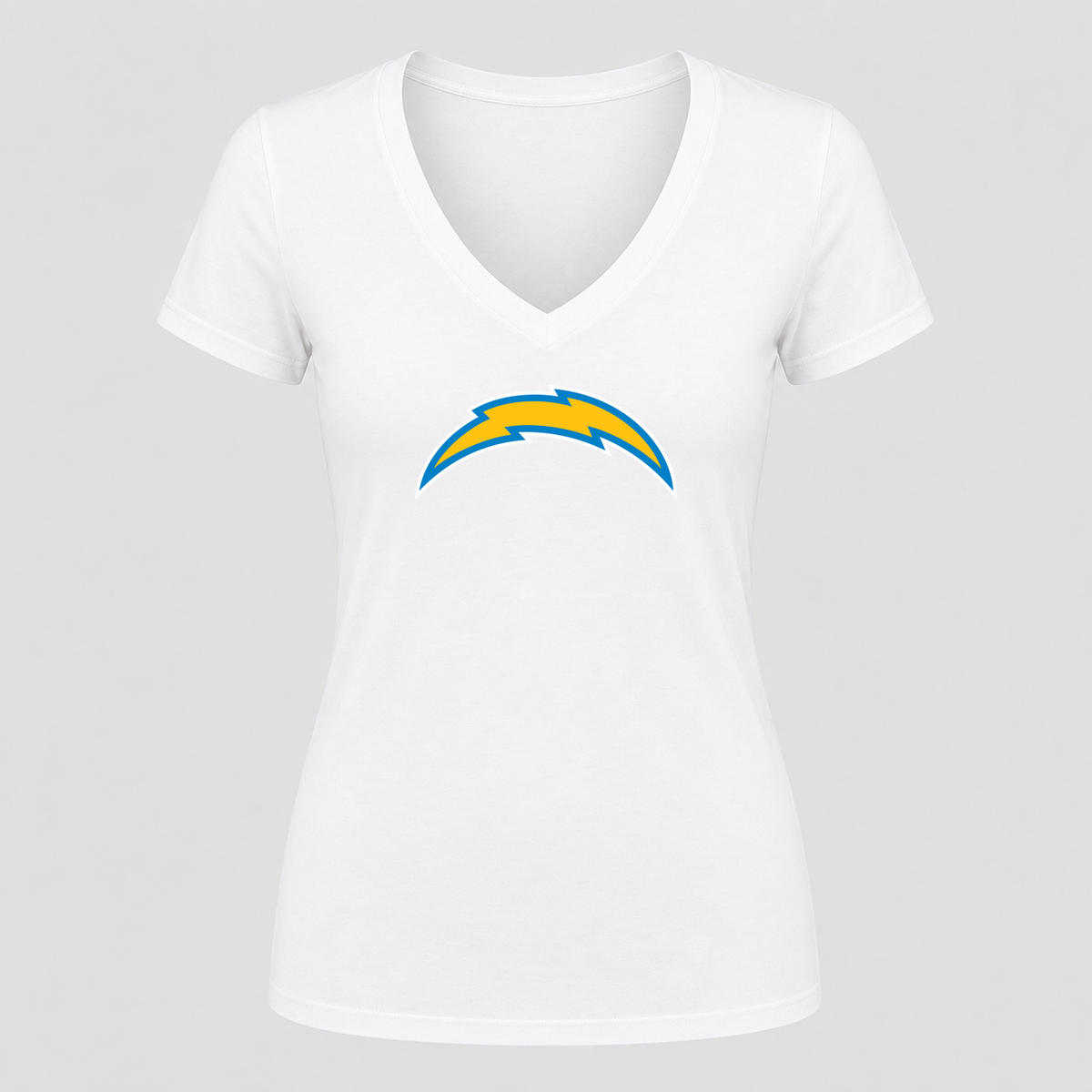 Women's Los Angeles Chargers V Neck T-Shirt in white