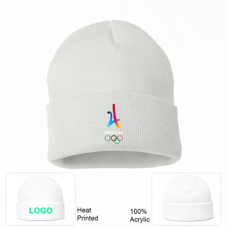 Paris 2024 White Logo White Beanie Hat