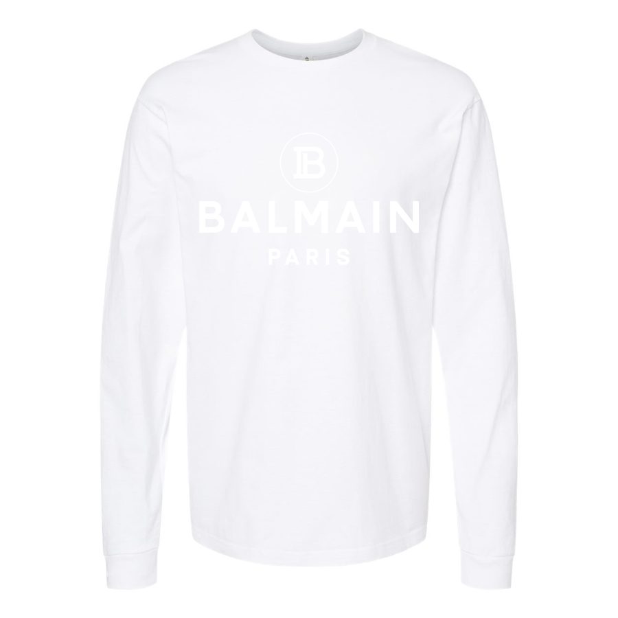 Men's Balmain Paris white Long sleeves Cotton Blend T-Shirt - White