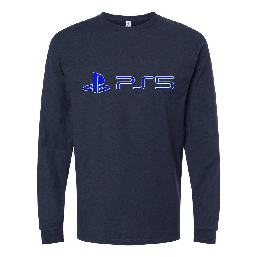 Men's ps5-official-logo-blue Long sleeves Cotton Blend T-Shirt - Navy