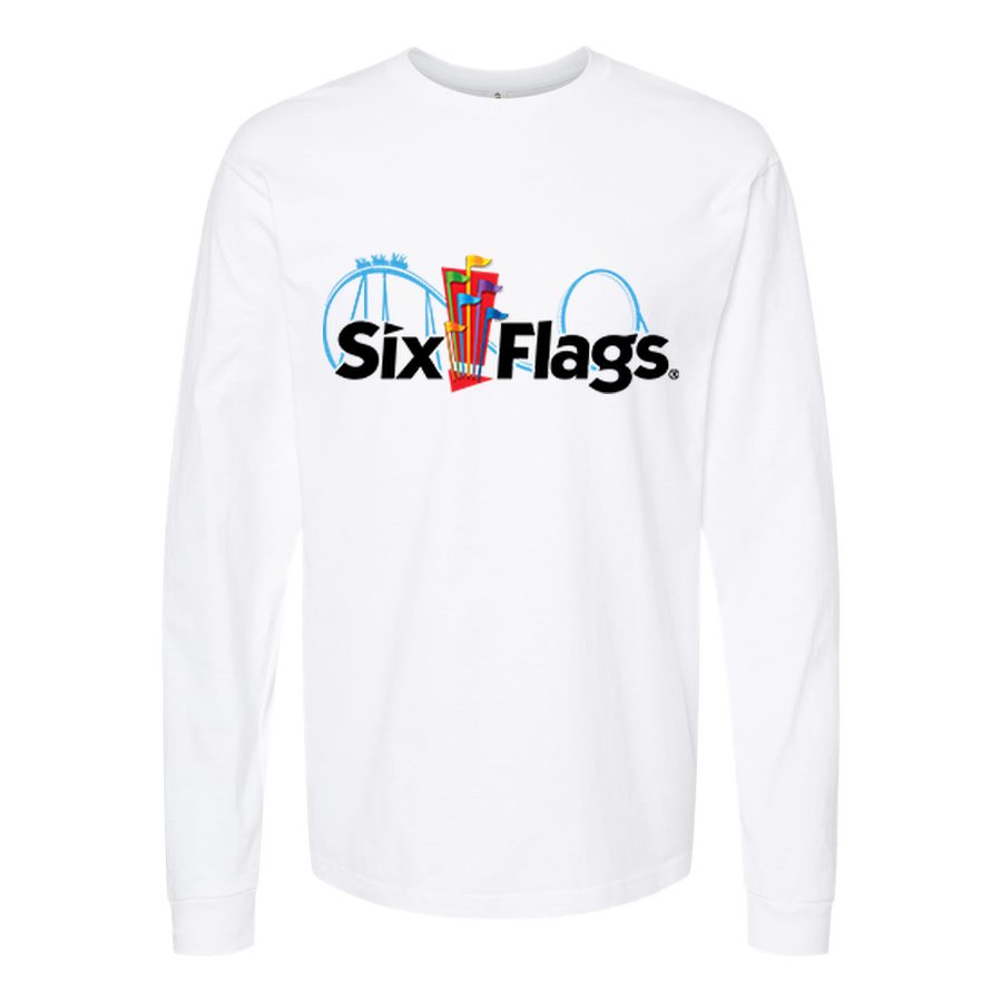 Men's Six Flags Long sleeves Cotton Blend T-Shirt - White