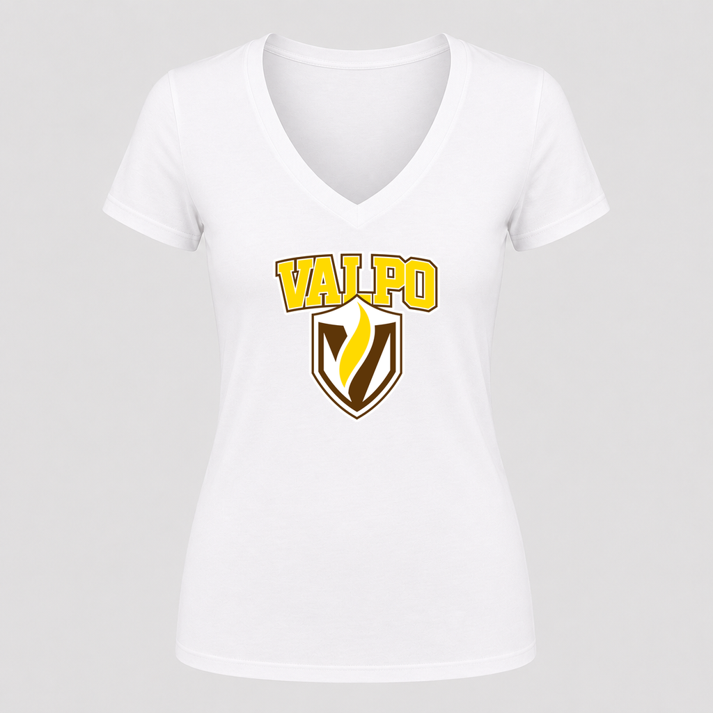 Women's Valparaiso Crusaders V Neck T-Shirt in white