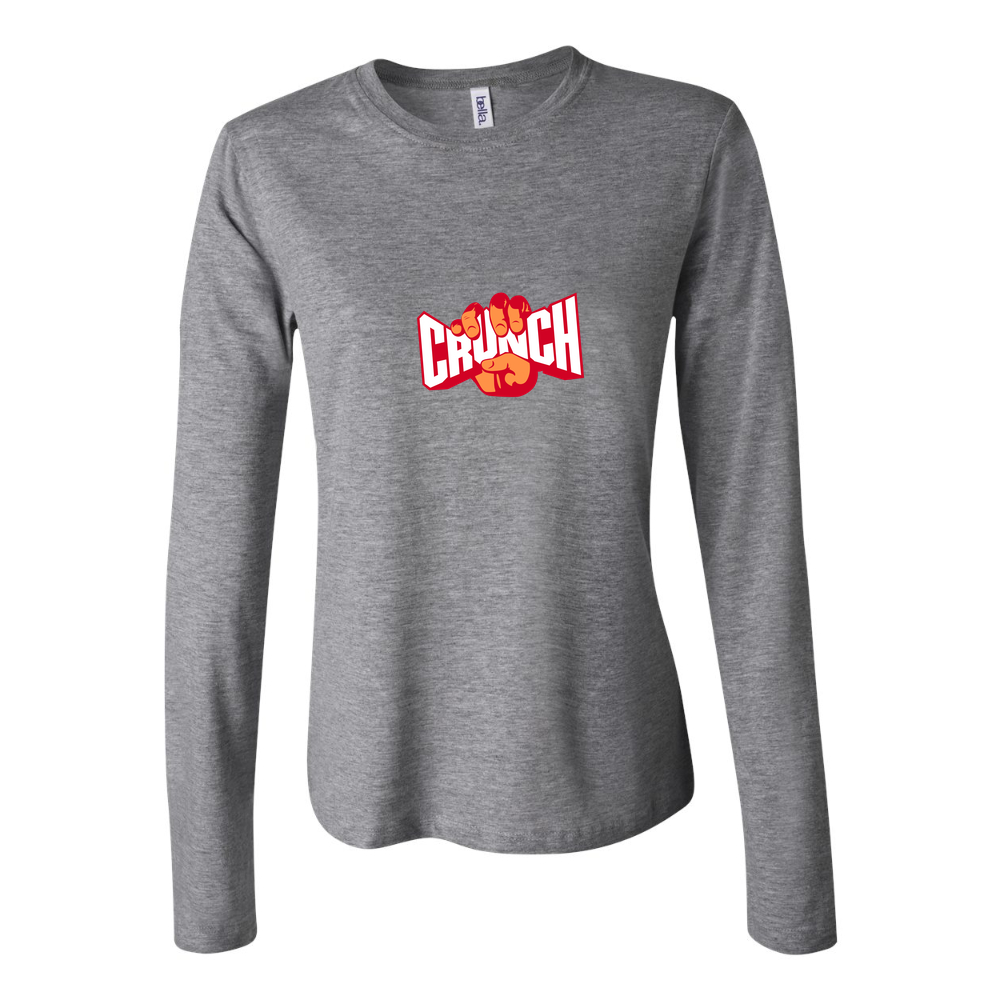 Women's Crunch Fitness Logo 1024x576 Long Sleeve T-Shirt - Gray