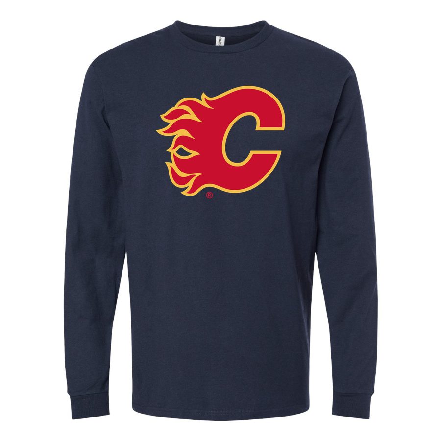 Men's Calgary Flames Long sleeves Cotton Blend T-Shirt - Navy