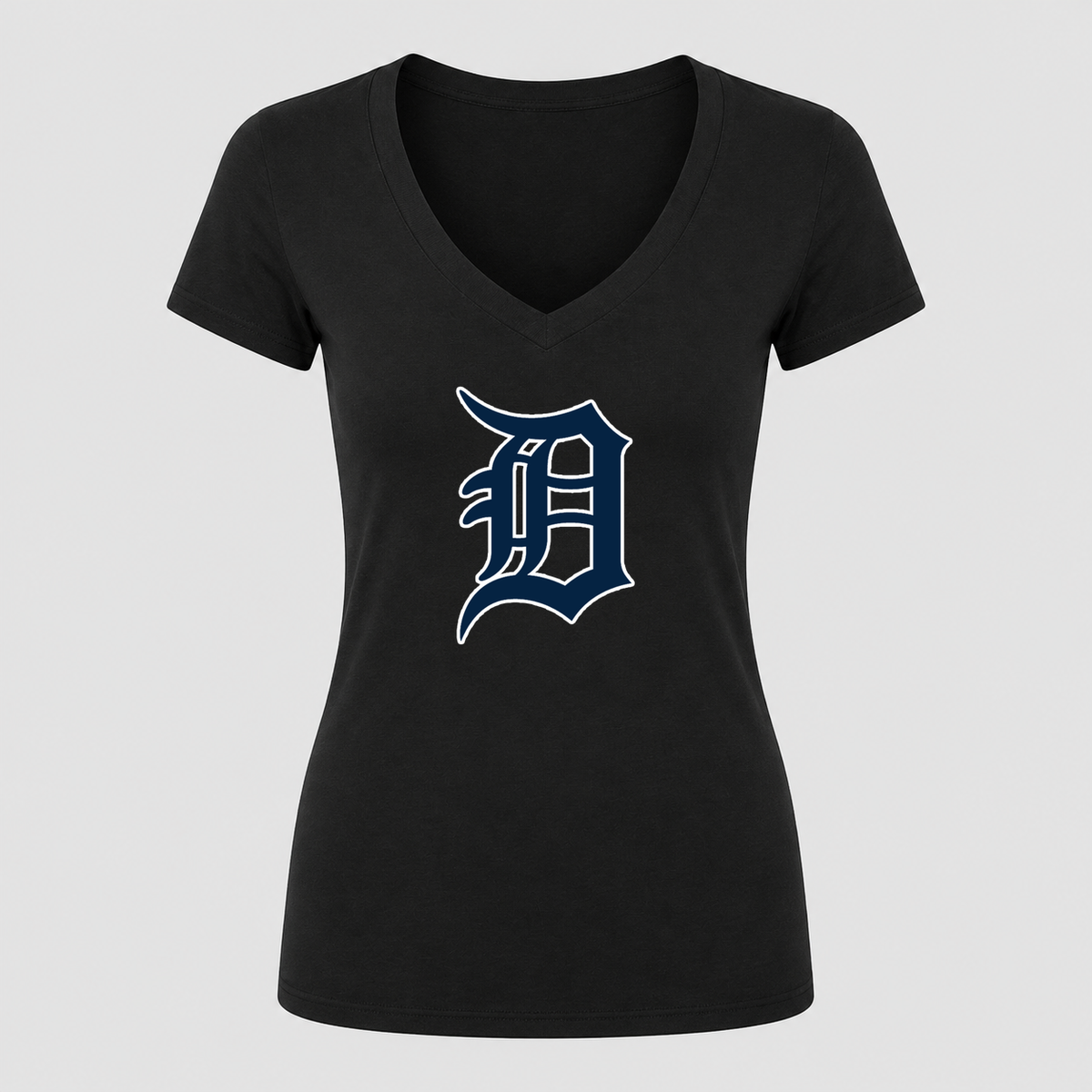 Women's Detroit Tigers V Neck T-Shirt in black