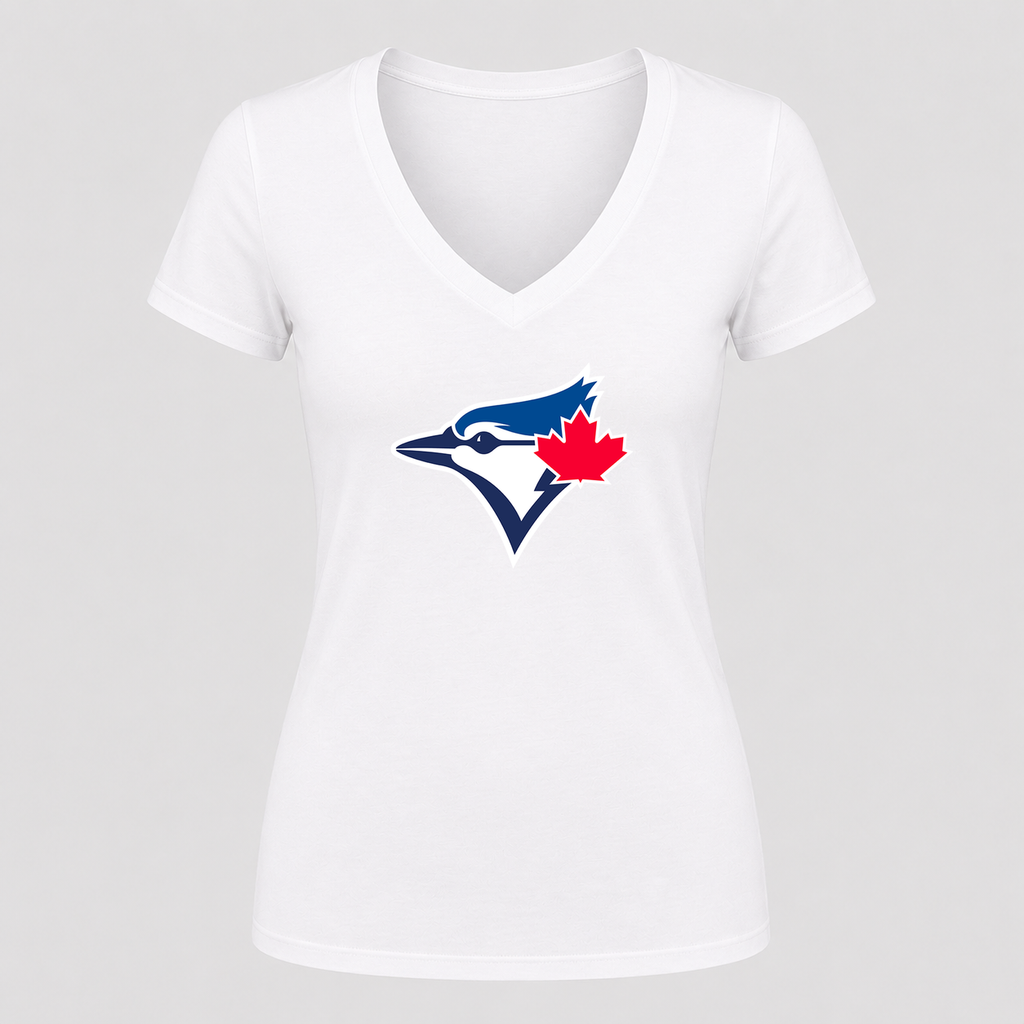 Women's Toronto Blue Jays V Neck T-Shirt in white