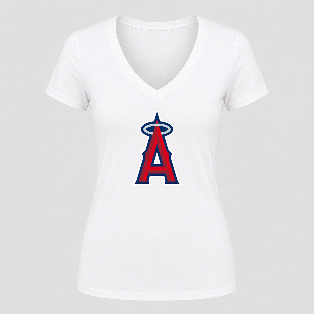 Women's Los Angeles Angels V Neck T-Shirt in white