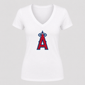 Women's Los Angeles Angels V Neck T-Shirt in white