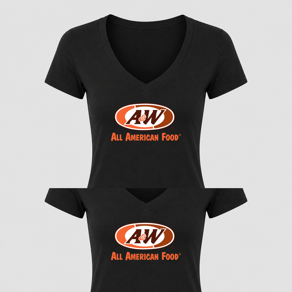 Women's A&W V Neck T-Shirt in black