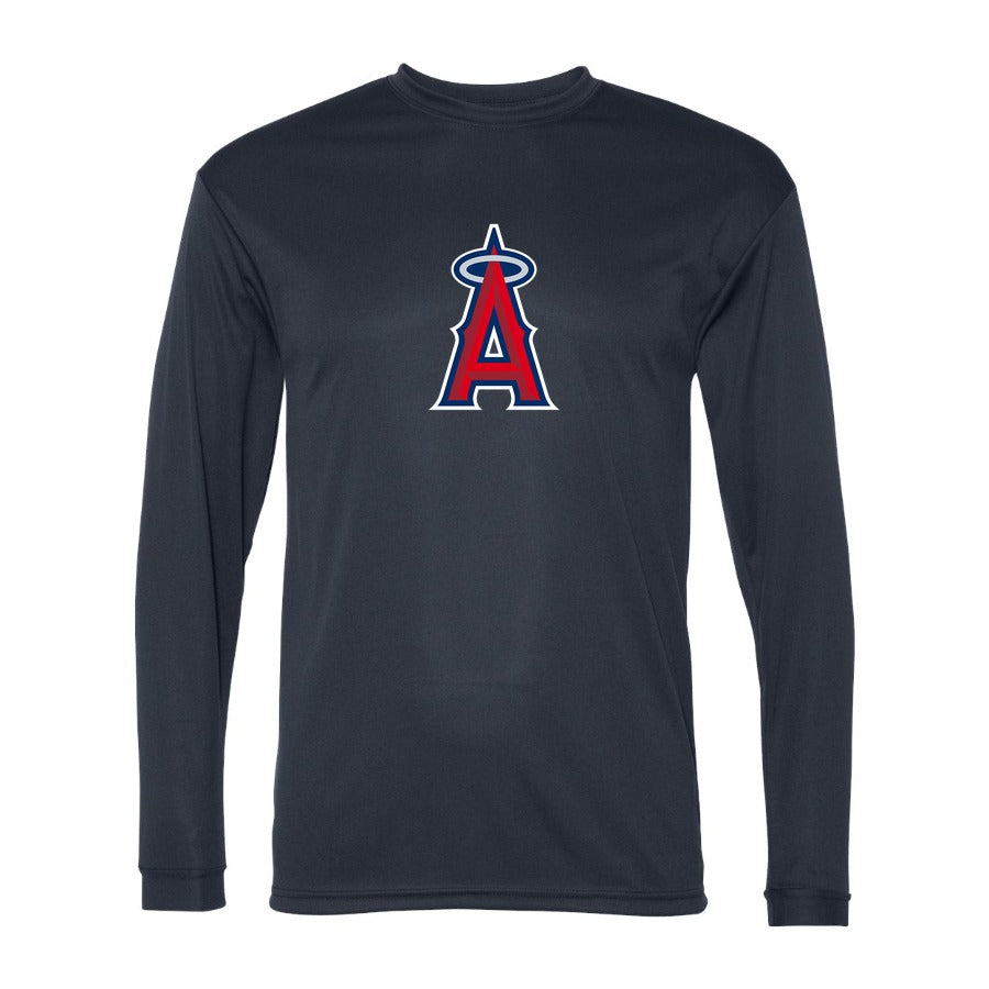 Men's Los Angeles Angels Polyester Long Sleeve T-Shirt - Navy