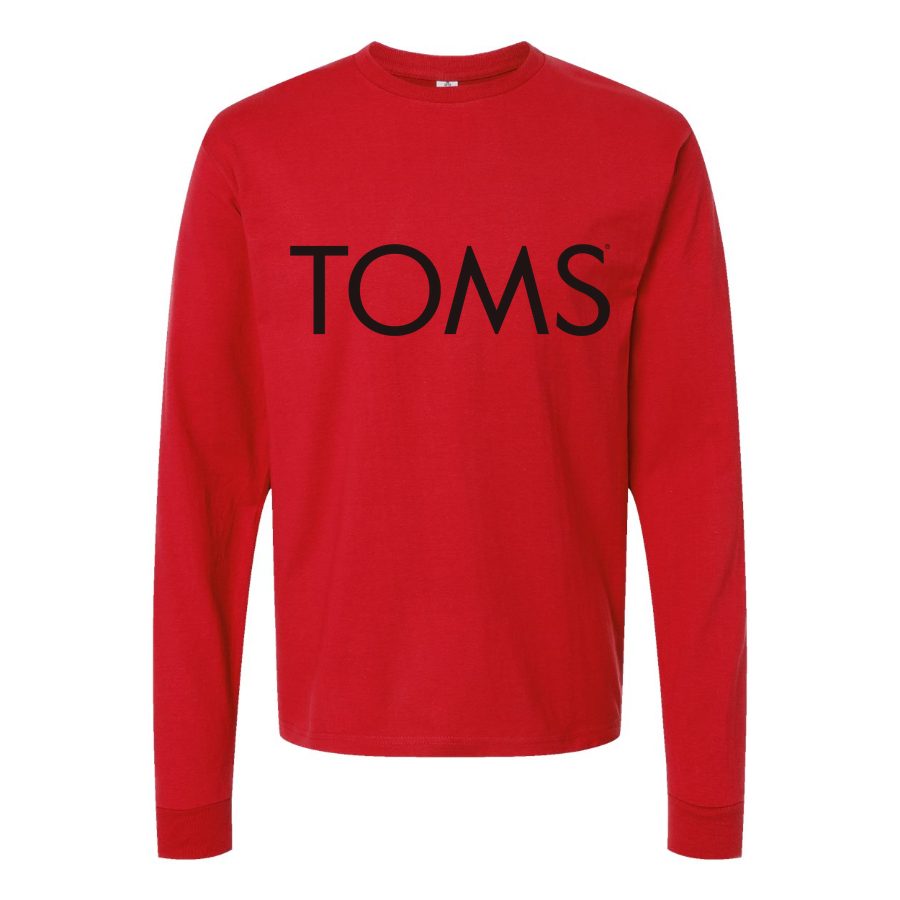 Men's Toms-Logo-1536x864 Long sleeves Cotton Blend T-Shirt - Red