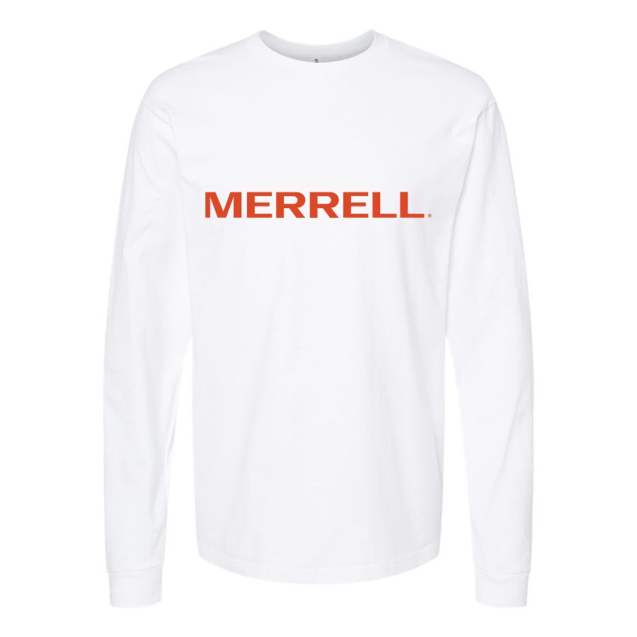Men's Merrell-Logo-1536x864 Long sleeves Cotton Blend T-Shirt - White