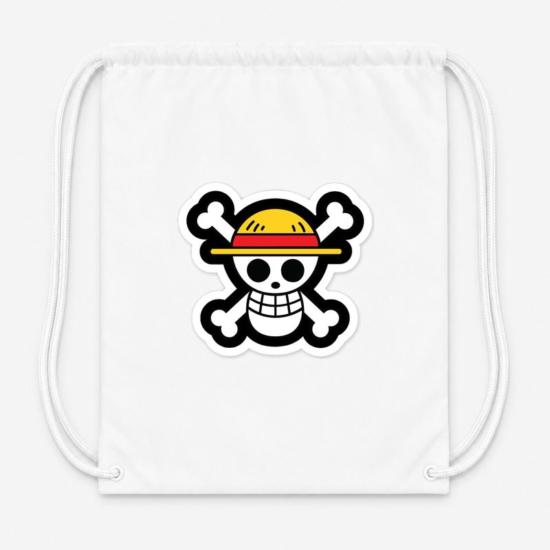 StrawHat Luffy Cartoon Drawstring Bag - White