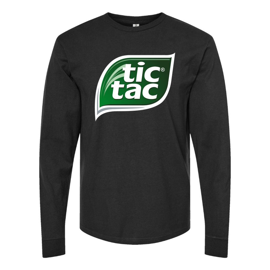 Men's Tic Tac logo PNG1 Long sleeves Cotton Blend T-Shirt - Black