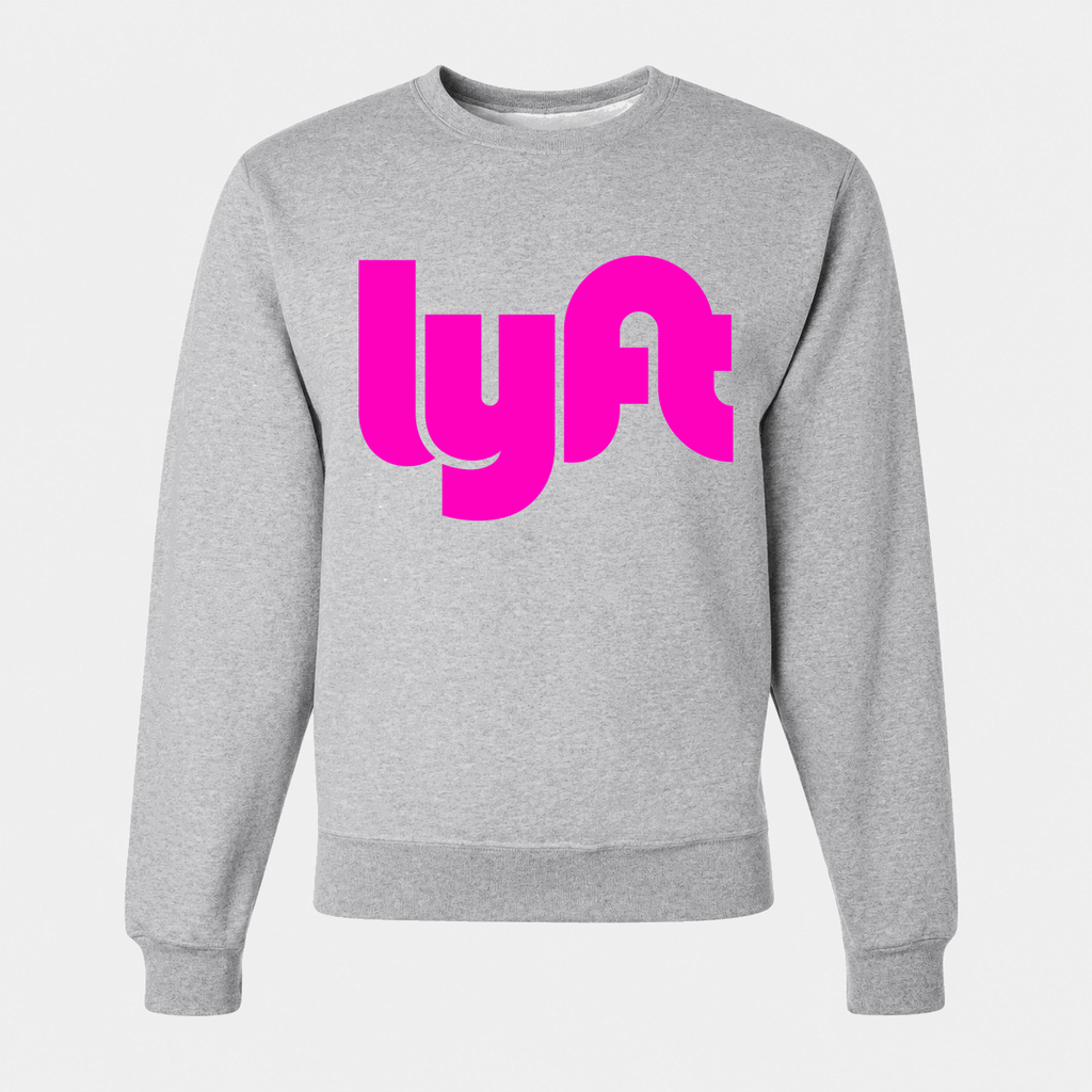 Men's Lyft Pink Logo Crewneck Sweatshirt - Gray