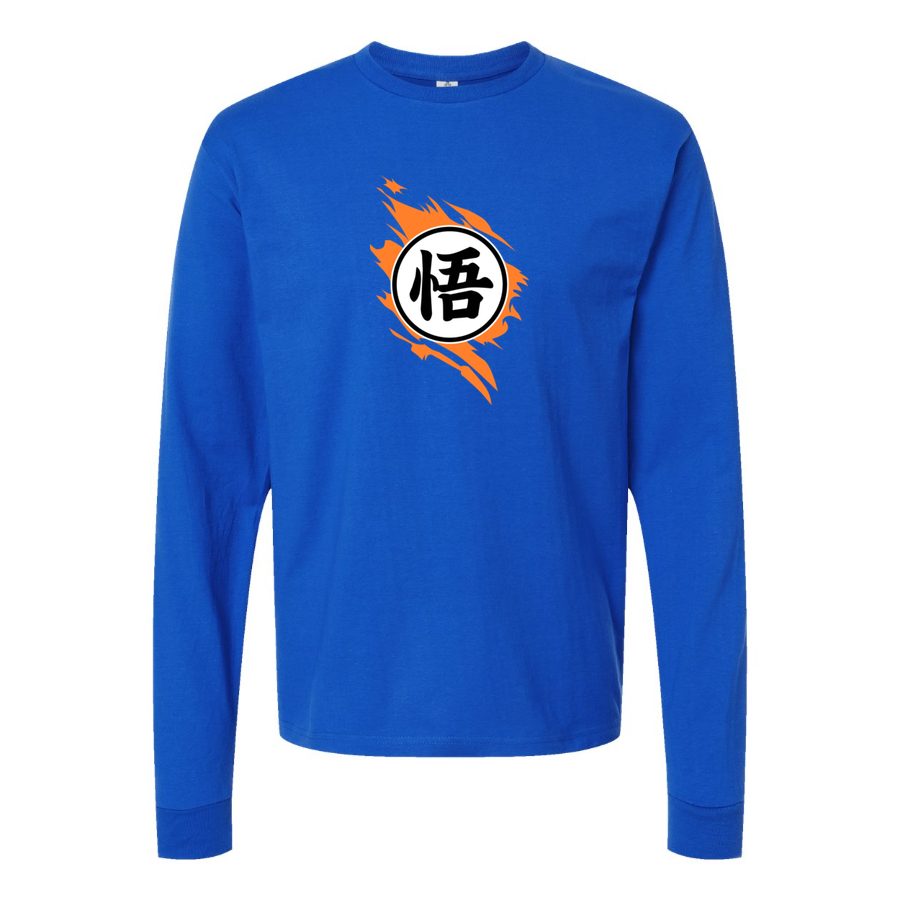 Men's Dragon Ball Z Logo Long sleeves Cotton Blend T-Shirt - Blue