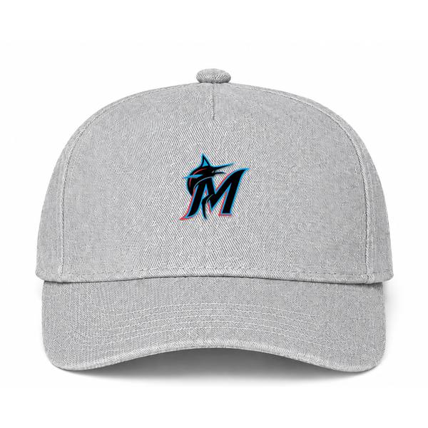 Miami Marlins MLB Logo Gray Dad Baseball Cap Hat