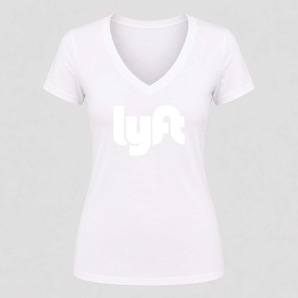 Women's Lyft White Design V Neck T-Shirt in white