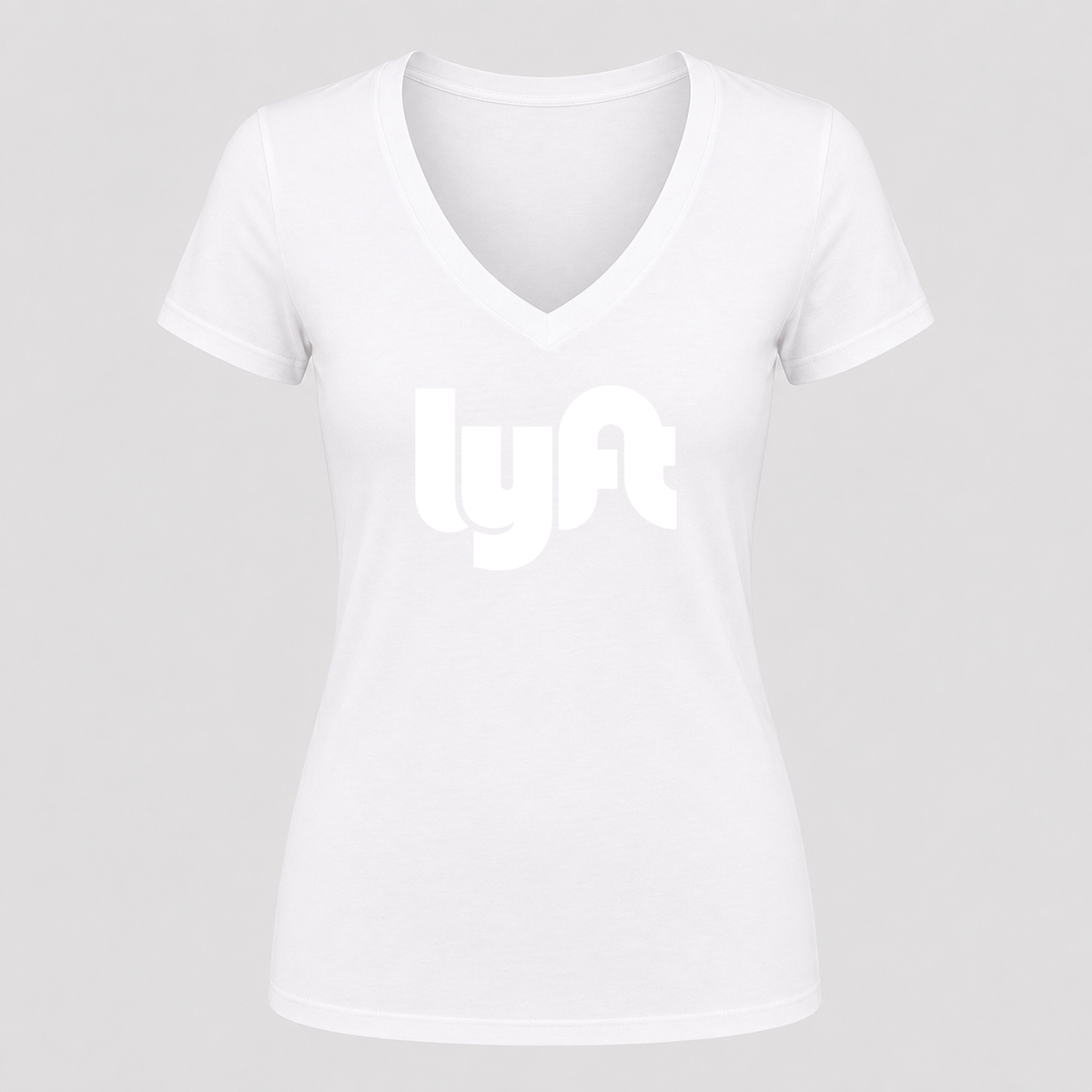 Women's Lyft White Design V Neck T-Shirt in white