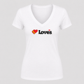 Women's Love's Travel Stops V Neck T-Shirt in white
