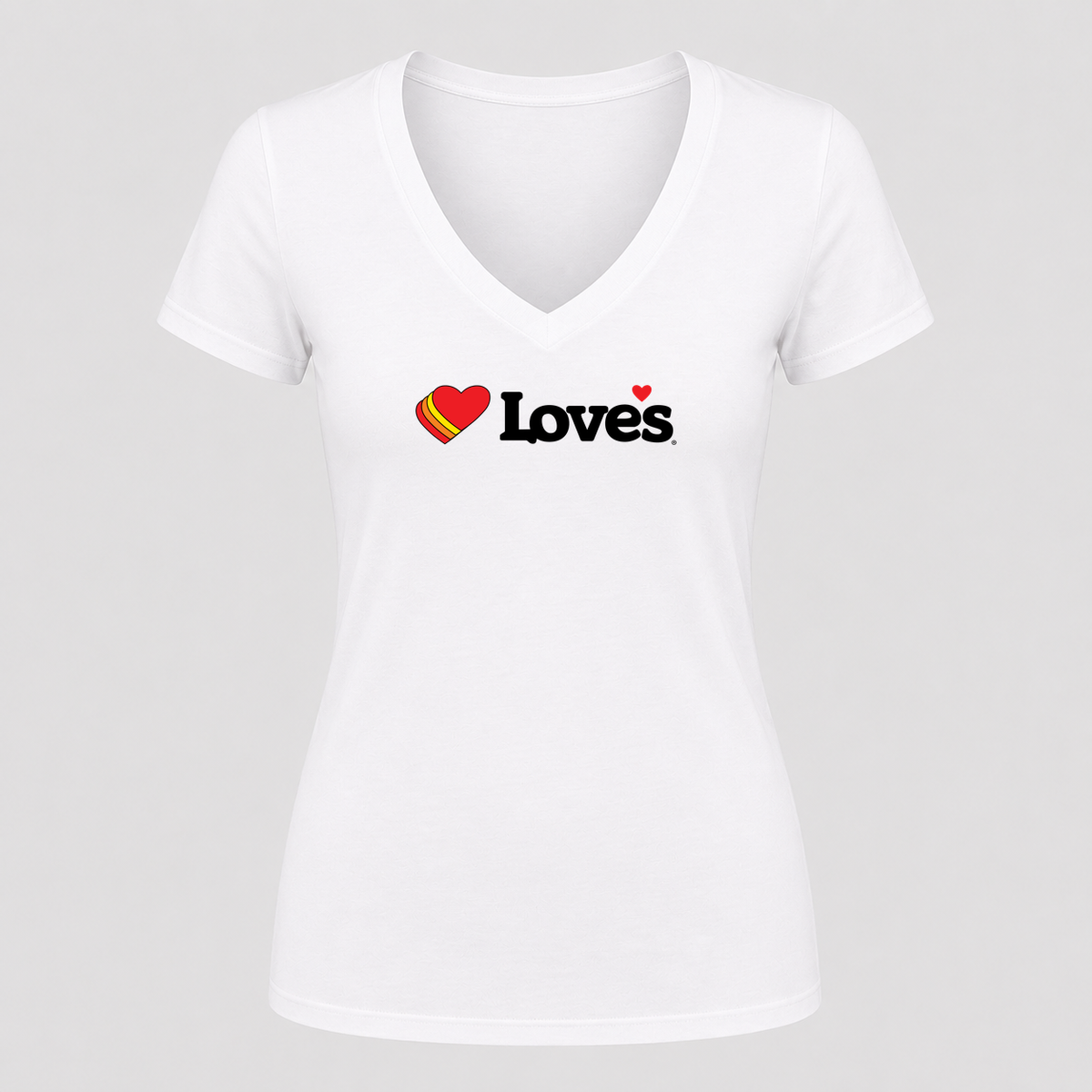 Women's Love's Travel Stops V Neck T-Shirt in white