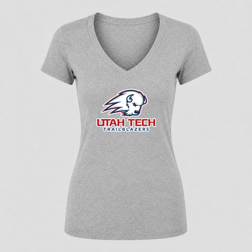 Women's Utah Tech Trailblazers V Neck T-Shirt in gray