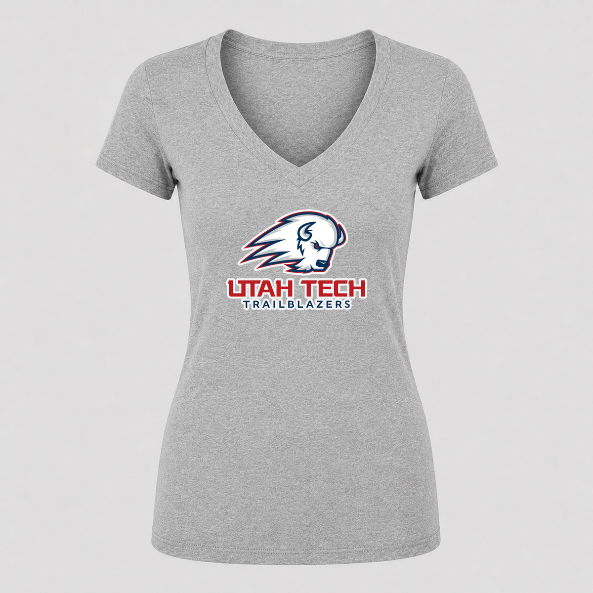 Women's Utah Tech Trailblazers V Neck T-Shirt in gray