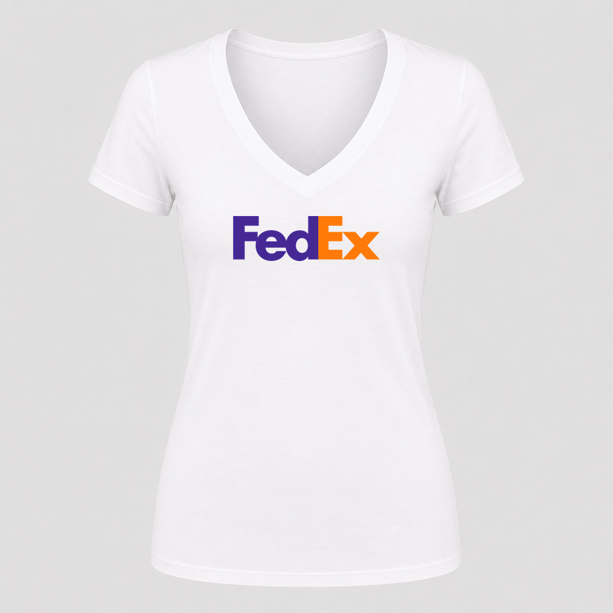 Women's FedEx V Neck T-Shirt in white