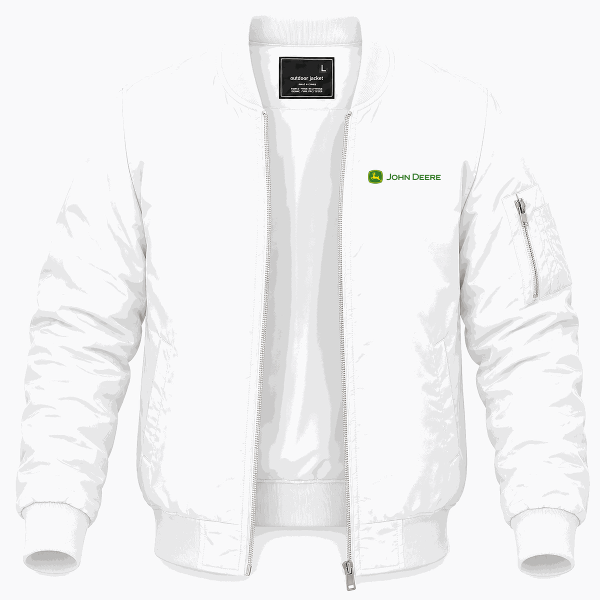 Men's John Deere Design Lightweight Bomber Jacket - White