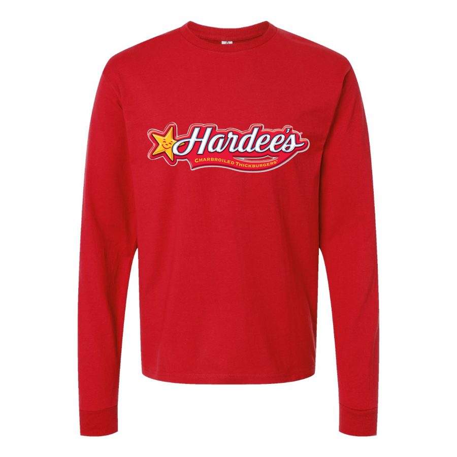 Men's Hardees-Logo-2006 Long sleeves Cotton Blend T-Shirt - Red