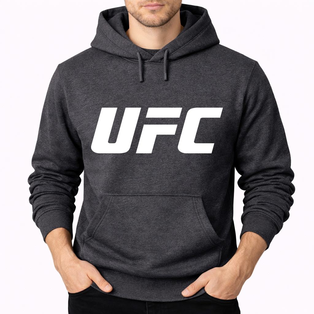 Men's UFC White Pullover Hoodie - Charcoal