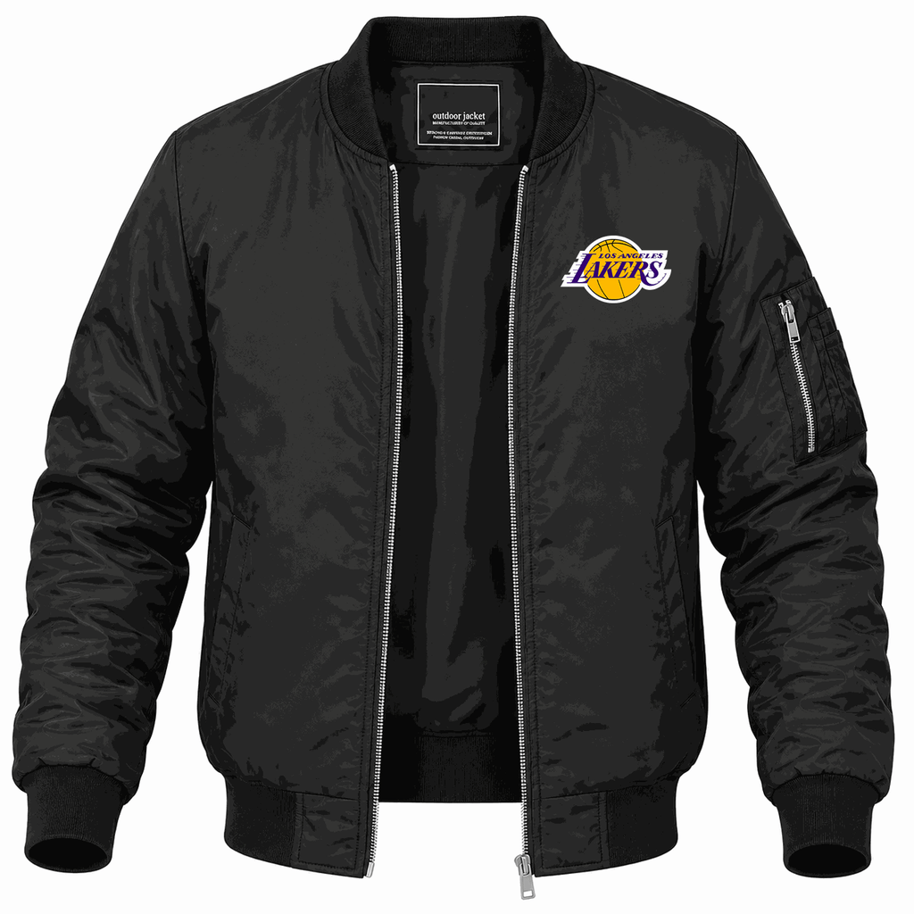 Men's Los Angeles Lakers Lightweight Bomber Jacket - Black