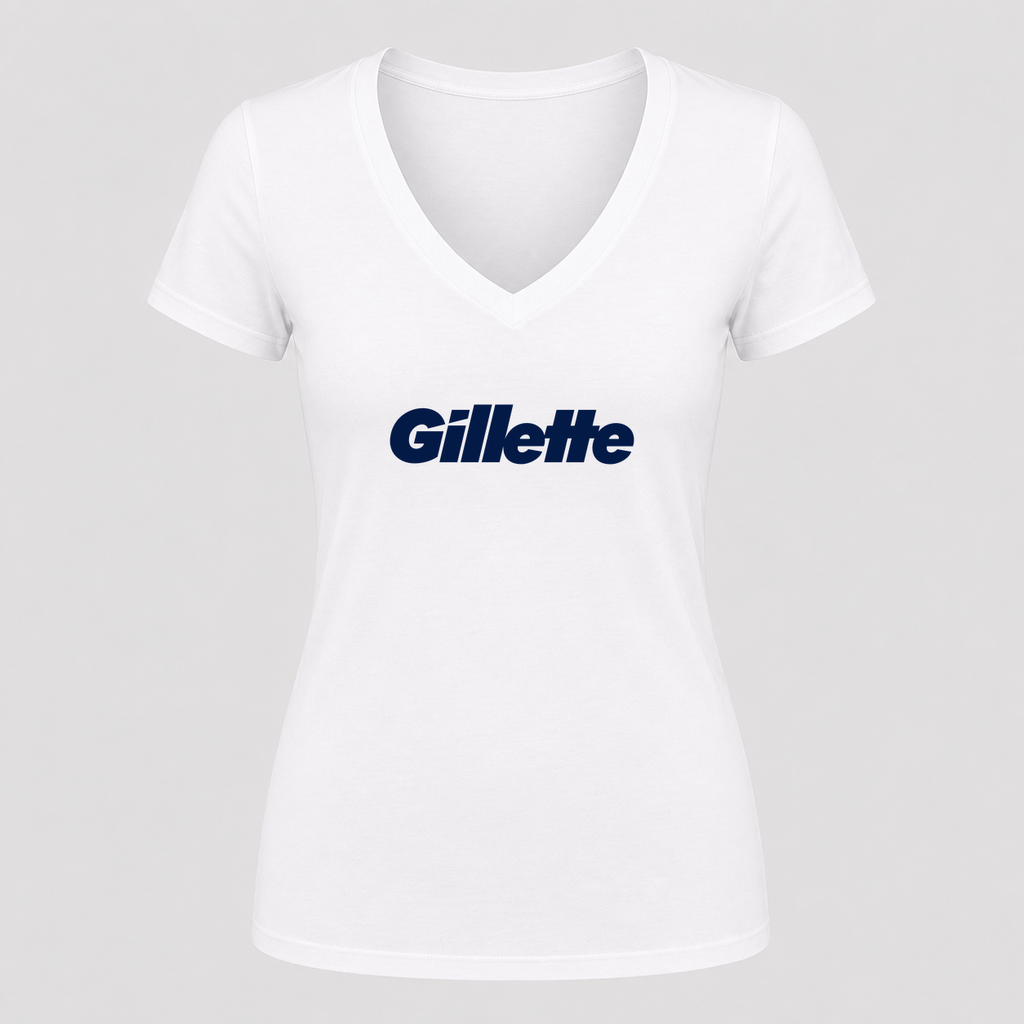 Women's Gillette V Neck T-Shirt in white