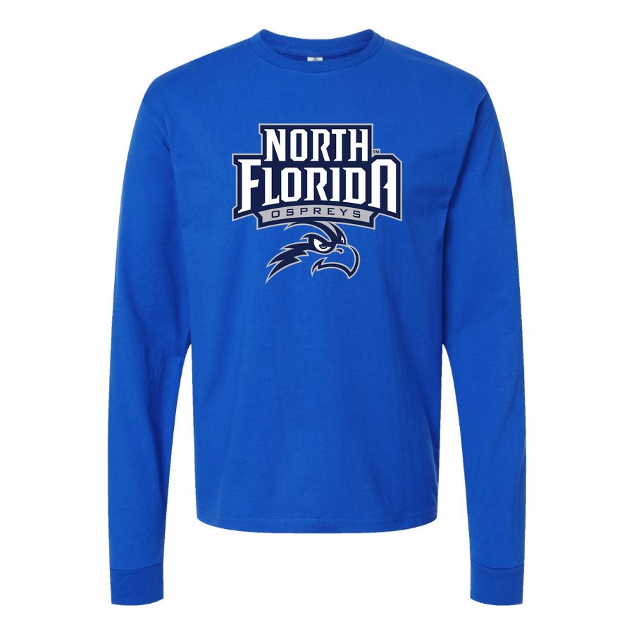 Men's UNF Ospreys Logo Long sleeves Cotton Blend T-Shirt - Blue