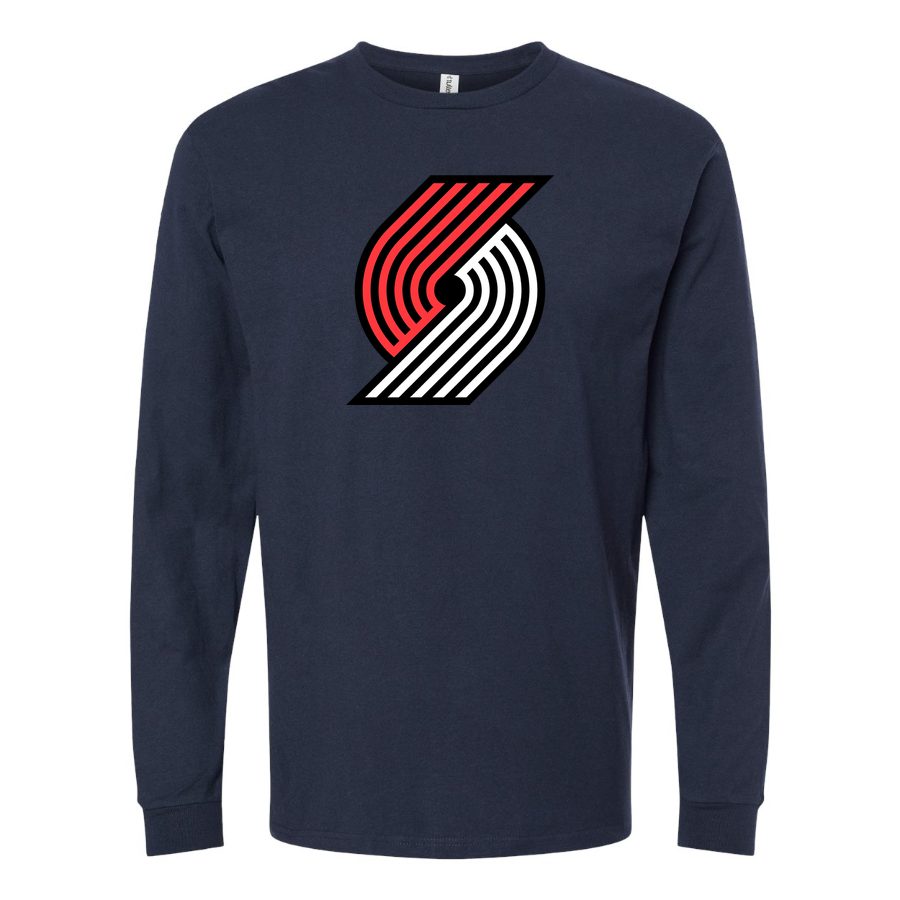 Men's Portland Trail Blazers Long sleeves Cotton Blend T-Shirt - Navy