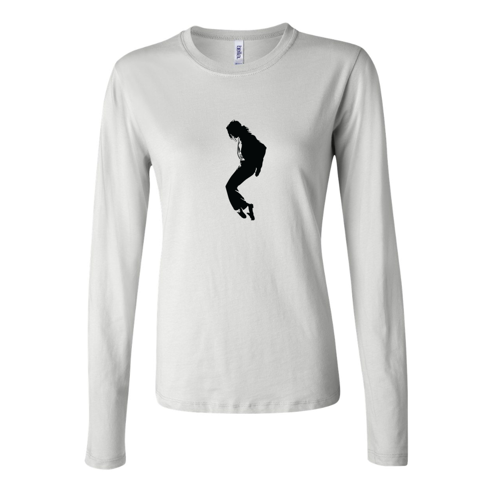 Women's Michael Jackson Logo 768x432 Long Sleeve T-Shirt - White