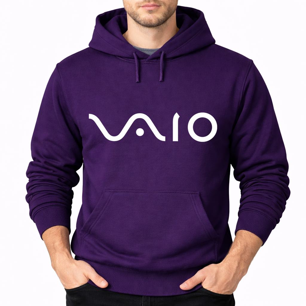 Men's Sony Vaio Curvy White Pullover Hoodie - Purple