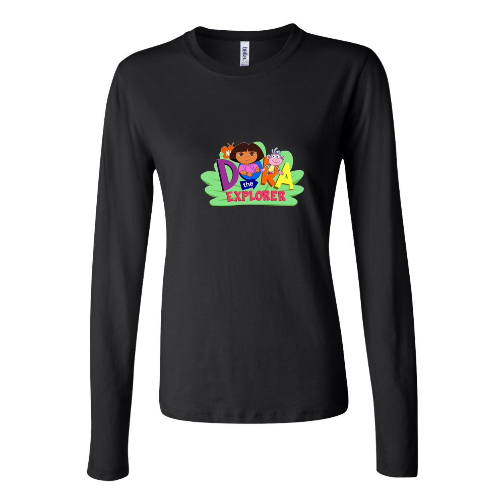 Women's Dora the Explorer Logo PNG 001 Long Sleeve T-Shirt - Black
