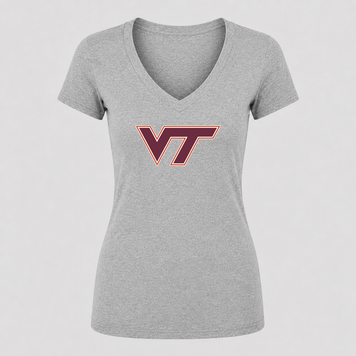 Women's Virginia Tech Hokies V Neck T-Shirt in gray