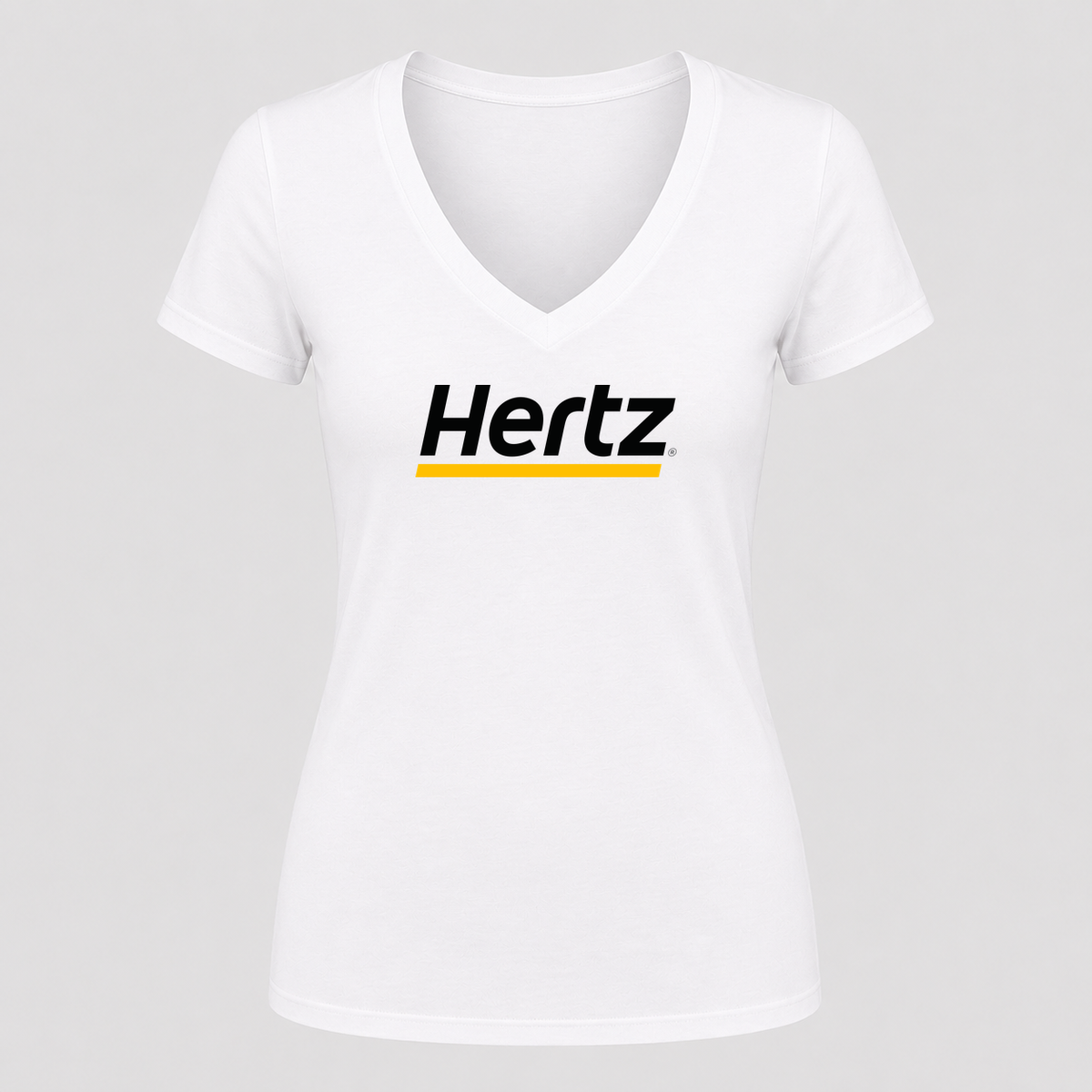 Women's Hertz V Neck T-Shirt in white