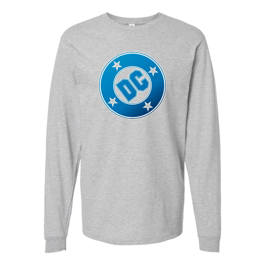 Men's DC-Comics-Logo Long sleeves Cotton Blend T-Shirt - Gray