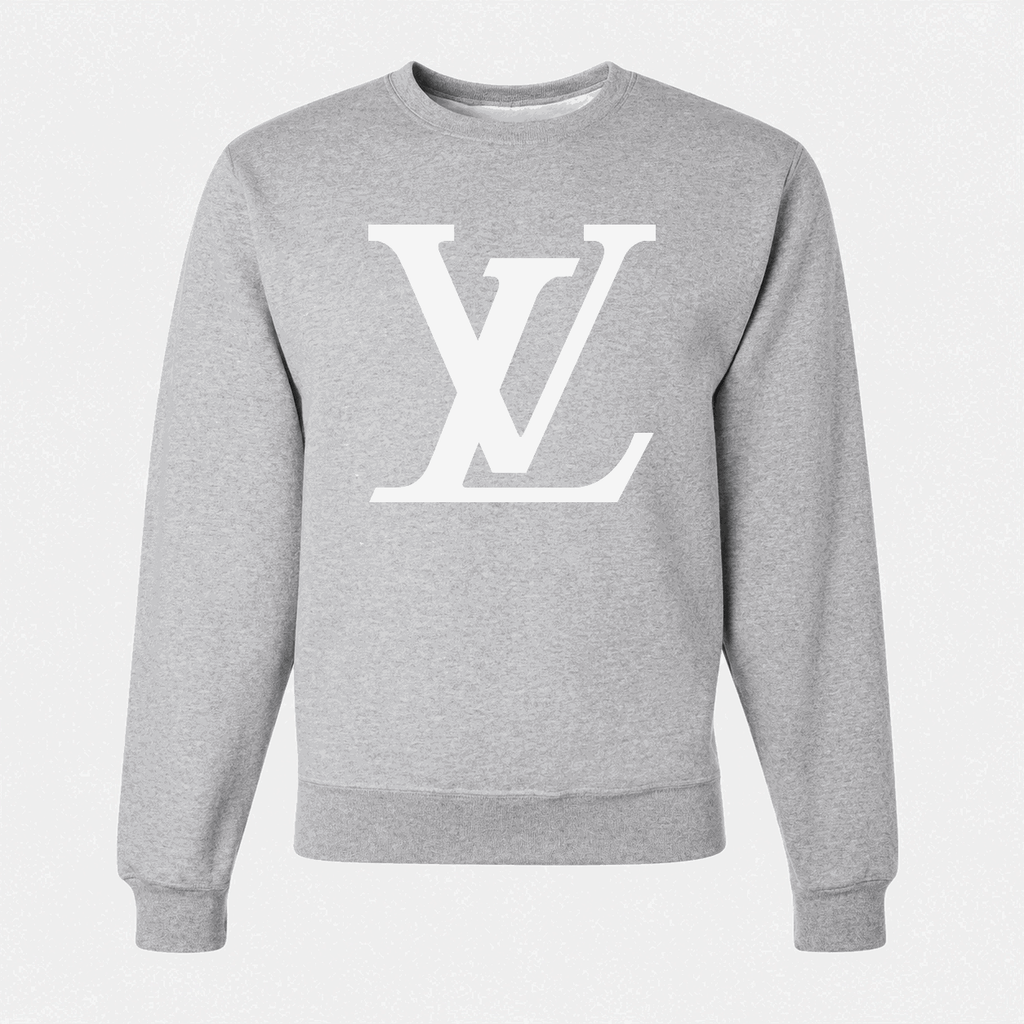 Men's Louis Vuitton White Logo Crewneck Sweatshirt - Gray