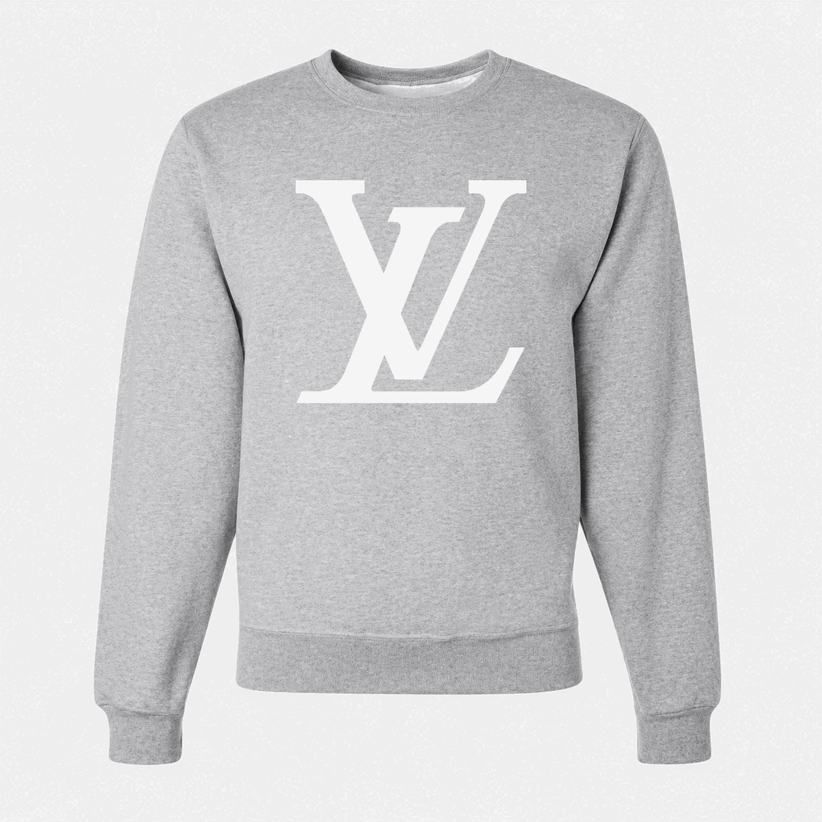 Men's Louis Vuitton White Logo Crewneck Sweatshirt - Gray