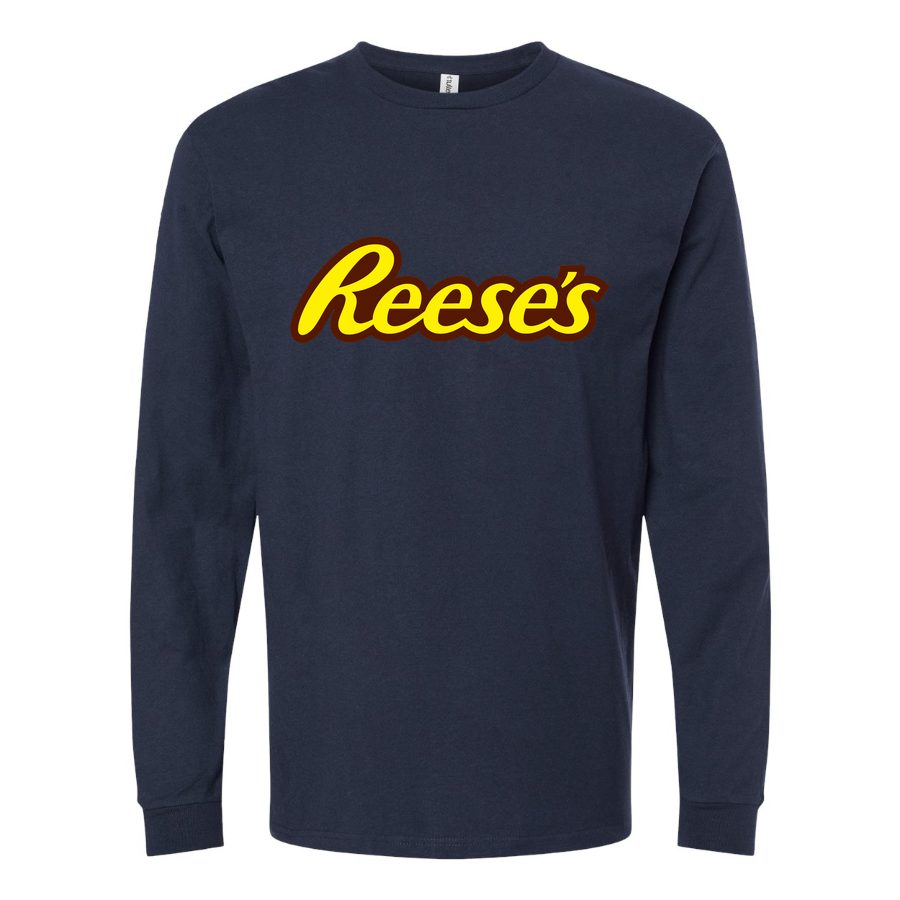 Men's Reeses-Logo-food-1536x864 Long sleeves Cotton Blend T-Shirt - Navy