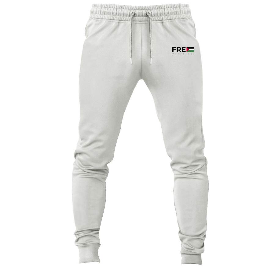 Free Palestine Black joggers sweatpants - White